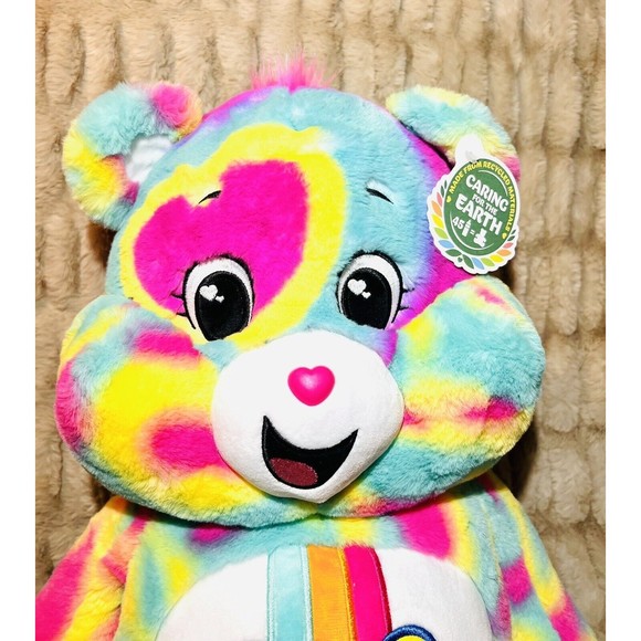 Care Bears Good Vibes Bear Jumbo Plush 24” Tie Die Rainbow Stuffed Animal - New - Picture 4 of 9